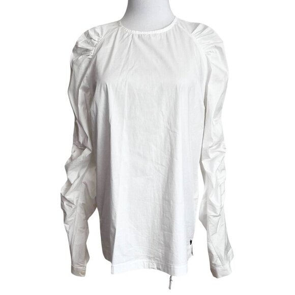 COSTER COPENHAGEN WHITE COTTON RUCHED LONG SLEEVE BLOUSE TOP STYLE 204-1431 - XS - Picture 1 of 13